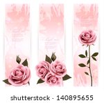 Three Holiday Banners With Pink ...