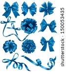 Big Set Of Blue Gift Bows With...