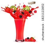 red berry juice splash. whole... | Shutterstock .eps vector #1821122852