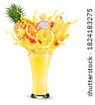 exotic fruit juice splash.... | Shutterstock .eps vector #1824183275