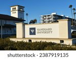 Small photo of COSTA MESA, CALIFORNIA - 12 NOV 2023: Vanguard University sign, a private Protestant university and the first 4 year college in Orange County.