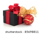 christmas gift box with red... | Shutterstock . vector #85698811