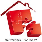 puzzle roofed house hand drawn | Shutterstock .eps vector #76475149