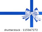 blue ribbon with bow on a white ... | Shutterstock . vector #115367272