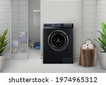 washing machine in black color... | Shutterstock .eps vector #1974965312