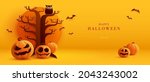 3d illustration of halloween... | Shutterstock .eps vector #2043243002