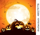 halloween pumpkins under the... | Shutterstock .eps vector #480279778