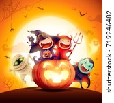 halloween kids costume party.... | Shutterstock .eps vector #719246482