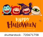 happy halloween party. group of ... | Shutterstock .eps vector #720671758
