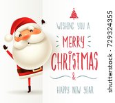 santa claus with big signboard. ... | Shutterstock .eps vector #729324355