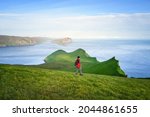 hiking on mykines island  faroe ... | Shutterstock . vector #2044861655