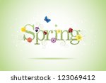 spring word  flowers and... | Shutterstock .eps vector #123069412