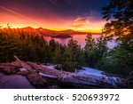 Crater Lake National Park Wizard Island and Watchman Peak Oregon at Sunset 