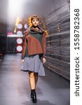 Small photo of ZAGREB, CROATIA - OCTOBER 26, 2019: Fashion model wears clothes designed by the Croatian designer 'BITEMYSTYLE by Zoran Aragovic' at the 'Fashion.hr' fashion show