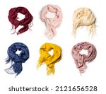 warm cashmere scarf isolated on ... | Shutterstock . vector #2121656528
