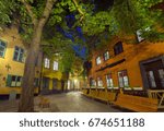 Small photo of STOCKHOLM, SWEDEN 2017-07-04: Branda Tomten at night, in old town, Stockholm