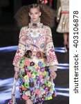 Small photo of PARIS, FRANCE - OCTOBER 01: A model walks the runway during the Manish Arora show as part of the Paris Fashion Week Womenswear Spring/Summer 2016 on October 1, 2015 in Paris, France.