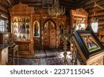 Small photo of PUCHLY, POLAND - SEPTEMBER 5, 2022: Interior in Orthodox Skit of Saints Antoni and Teodozjusz Pieczerski in Odrynki.