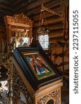 Small photo of PUCHLY, POLAND - SEPTEMBER 5, 2022: Interior in Orthodox Skit of Saints Antoni and Teodozjusz Pieczerski in Odrynki.