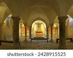 Small photo of VEZELAY, SPAIN - JUNE 5, 2023: Crypt of Basilica Ste Madeleine of Vezelay - France, Burgundy, UNESCO World Heritage Site