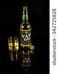 Small photo of OSTRAVA, CZECH REPUBLIC - NOVEMBER 23, 2015: VAT69 is a blended Scotch whisky. It was originally produced by WM. Sanderson & son. LTD, Edinburgh. Whisky VAT69 on black background