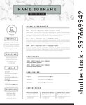 resume template with marble... | Shutterstock .eps vector #397669942