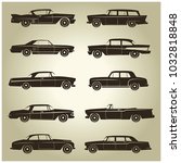 10 vector icons of vintage cars ... | Shutterstock .eps vector #1032818848