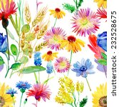 watercolor flowers seamless... | Shutterstock . vector #232528675