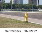A Yellow Fire Hydrant On A St....