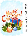 merry christmas greeting card... | Shutterstock . vector #166918718