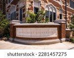Small photo of Nashville, Tennessee USA - May 10, 2022: Entrance sign to the private research school Vanderbilt University located in the west end district