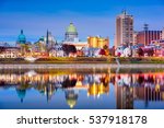 Harrisburg, Pennsylvania, USA skyline on the Susquehanna River.