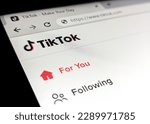 Small photo of New York City, USA - 2023: Tiktok social media website homepage is displayed in a web browser on a computer screen