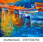 Original Oil Painting Of Boats...
