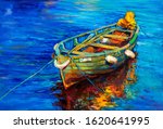 Original Oil Painting Of Boat...