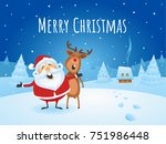 santa claus with his friend... | Shutterstock .eps vector #751986448