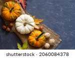Autumn Composition Of Pumpkins  ...