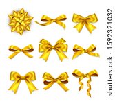 gold bow ribbons  vector... | Shutterstock .eps vector #1592321032