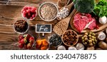 Small photo of Composition with food products rich in iron.