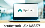 Small photo of POZNAN, POL - OCT 13, 2021: Laptop computer displaying logo of Upstart, an AI lending platform that partners with banks and credit unions to provide consumer loans