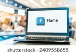 Small photo of POZNAN, POL - DEC 24, 2023: Laptop computer displaying logo of Autodesk Flame