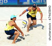 Small photo of PRAGUE - JUNE 18: Alison Cheruti & Emanuel Rego team from Brasil at SWATCH FIVB World Tour 2010 June 18, 2010 Prague