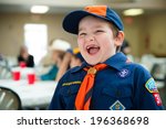 Happy Boy In Cub Scout Uniform...