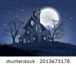  a spooky haunted house mansion ... | Shutterstock .eps vector #2013673178