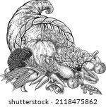 cornucopia horn of plenty with... | Shutterstock .eps vector #2118475862
