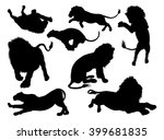 lion silhouettes. a set of male ... | Shutterstock . vector #399681835