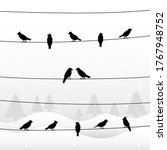 Silhouette Of Birds On Wires In ...