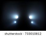 car head lights shining from... | Shutterstock . vector #733010812