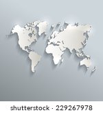 world map blue white card paper ... | Shutterstock . vector #229267978