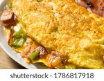 Homemade Ham and Pepper Denver Omelette with Cheddar Cheese